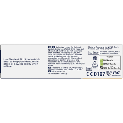 Fixodent

Fixodent Plus

Fixodent Unbeatable Bite

denture adhesive cream

strong hold denture adhesive

flavour free denture adhesive

dentures adhesive cream

full denture adhesive

partial denture adhesive

long lasting denture hold

Fixodent 40g

denture fixative

premium denture adhesive

secure denture adhesive

all day denture hold

denture cream strong hold

denture adhesive for eating

non flavoured denture adhesive

Fixodent UK

denture care products

denture stability cream

denture adhesive for 